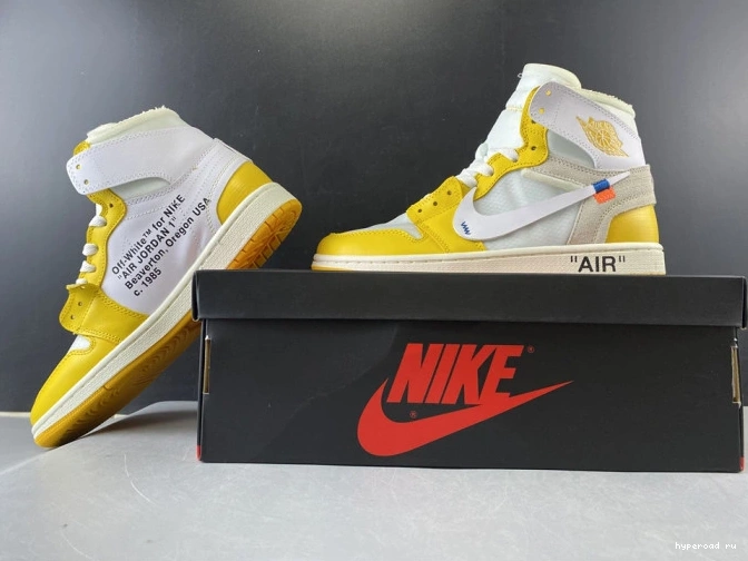 NRG Air Dark Yellow-Cone 1 Off-White AQ0818-149 Powder Jordan White x 1019